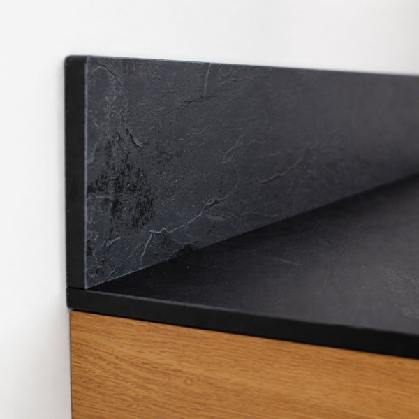 Blat łazienkowy HPL do szafki 70 cm 71×35,5 cm  Black (0190SL) z panelem 18cm