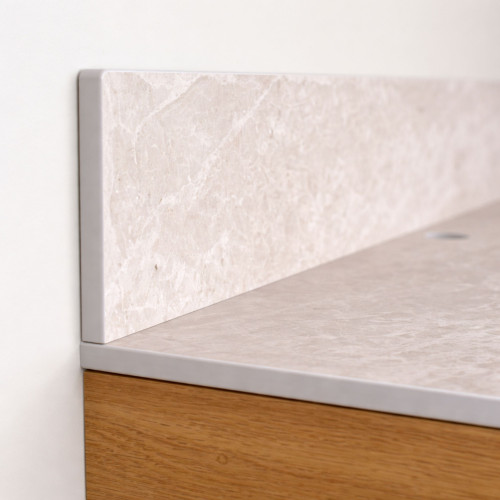 Blat łazienkowy HPL do szafki 90 cm 91×35,5 cm  Cream Navona (K367PH) z panelem 18cm