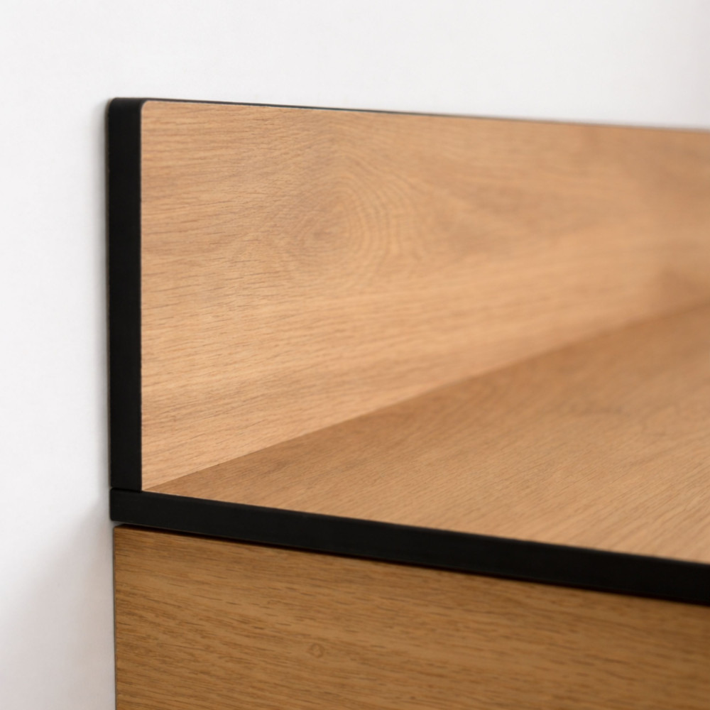 Blat łazienkowy HPL do szafki 90 cm 91×46,5 cm  Dąb Castello Miodowy (K358PW) z panelem 30cm