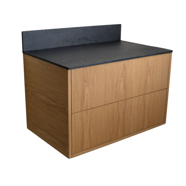 Blat łazienkowy HPL do szafki 80 cm 81×40 cm  Black (0190SL) z panelem 12cm