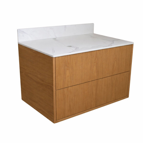 Blat łazienkowy HPL do szafki 80 cm 81×46 cm  Calacatta Olympus (K551SU) z panelem 18cm