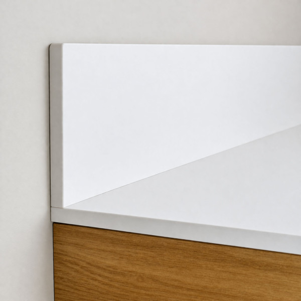 Blat łazienkowy HPL do szafki 125 cm 126×46 cm  Snow White (8685SU) z panelem 18cm