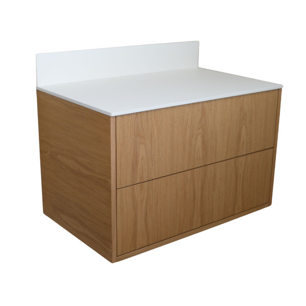 Blat łazienkowy HPL do szafki 125 cm 126×46 cm  Snow White (8685SU) z panelem 18cm