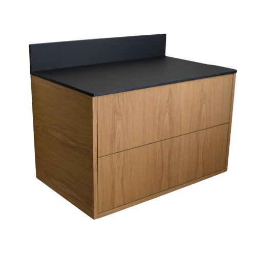 Blat łazienkowy HPL do szafki 125 cm 126×49 cm  Black Mat (0190AF) z panelem 12cm