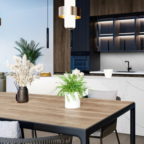 Blat łazienkowy HPL do szafki 125 cm 125,5×40 cm  Dąb Castello Miodowy (K358PW) z panelem 18cm