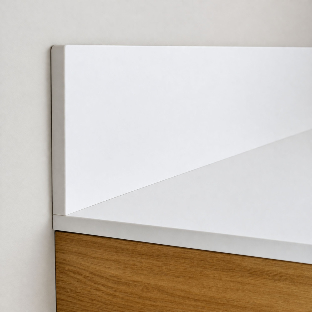 Blat łazienkowy HPL do szafki 120 cm 121×49 cm  Snow White (8685SU) z panelem 12cm