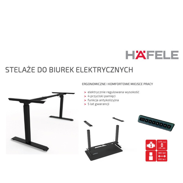 Biurko elektryczne KOLM, Szare. Regulowane, ergonomiczne i trwałe.