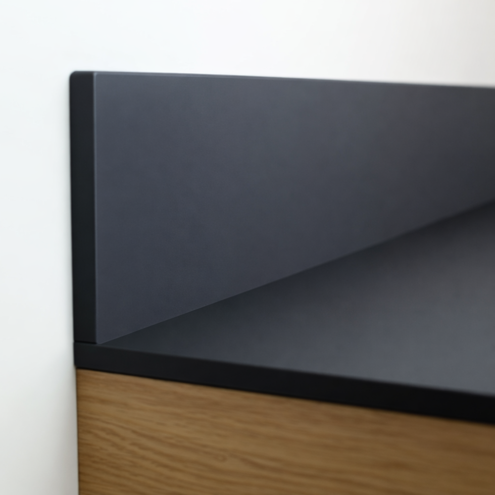 Blat łazienkowy HPL do szafki 45 cm 46×47 cm  Black Mat (0190AF) z panelem 18cm