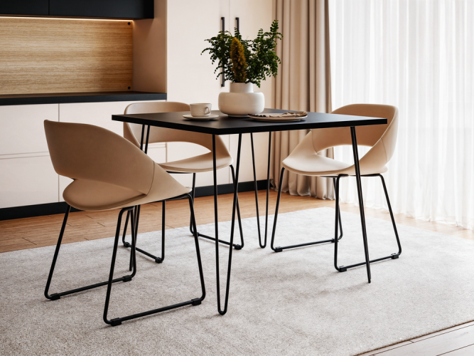 Stoły kwadratowe HAIRPIN do kuchni, salonu i jadalni – różne kolory