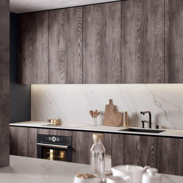 Blat łazienkowy HPL do szafki 40 cm 40,5×46 cm  Calacatta Olympus (K551SU) z panelem 12cm