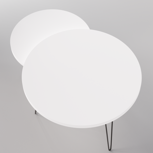 Stolik kawowy okrągły LAPP zestaw Ø50 + Ø68 cm Biały