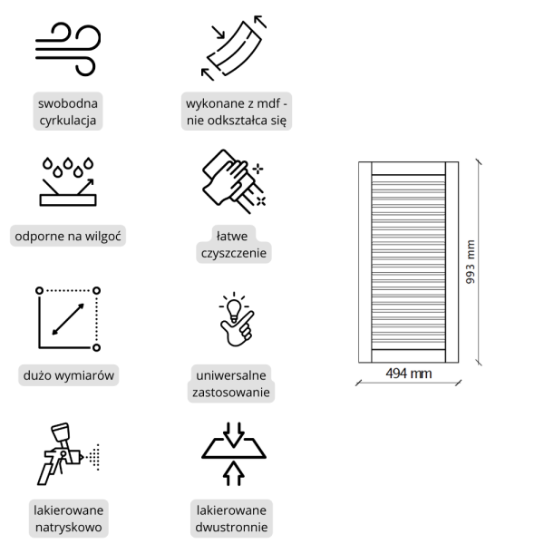 Białe drzwiczki ażurowe MDF frezowany i lakierowany | Kolm