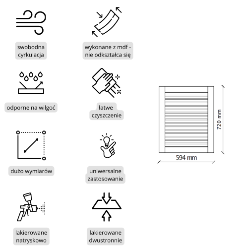 Białe drzwiczki ażurowe MDF frezowany i lakierowany | Kolm