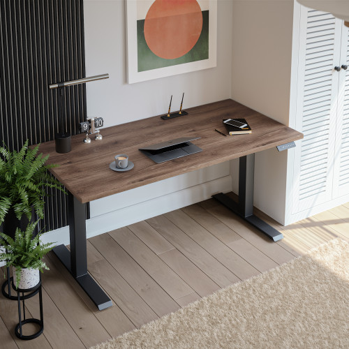 Biurko elektryczne KOLM, Dąb Craft. Regulowane, ergonomiczne i trwałe.