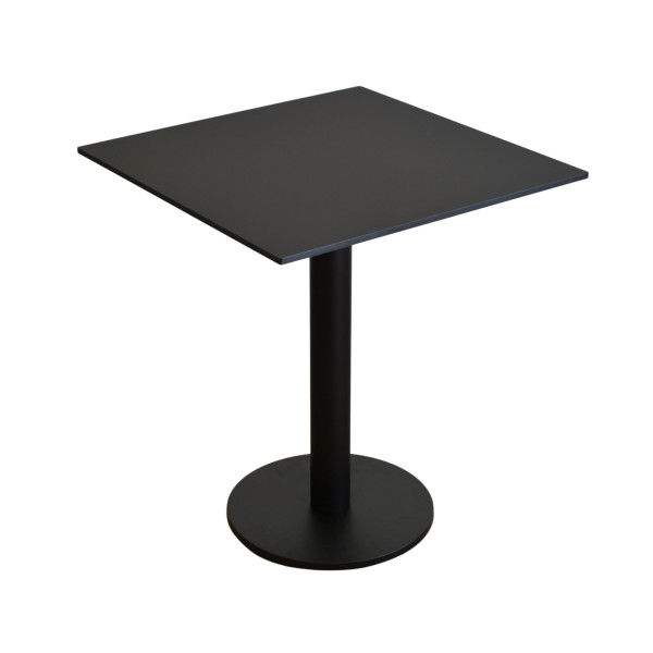 Stolik do kawiarni i restauracji wodoodporny HPL 12mm 75x75cm Black Mat - noga okrągła