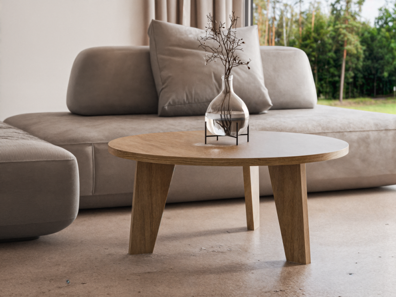 Stolik kawowy ELLA – okrągły blat i nowoczesna forma | KOLM