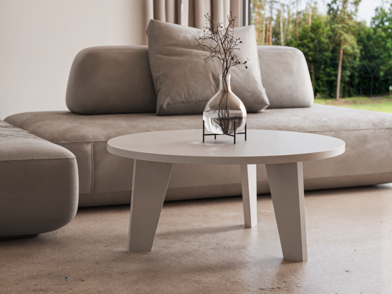 Stolik kawowy ELLA – okrągły blat i nowoczesna forma | KOLM