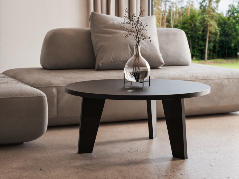 Stolik kawowy ELLA – okrągły blat i nowoczesna forma | KOLM