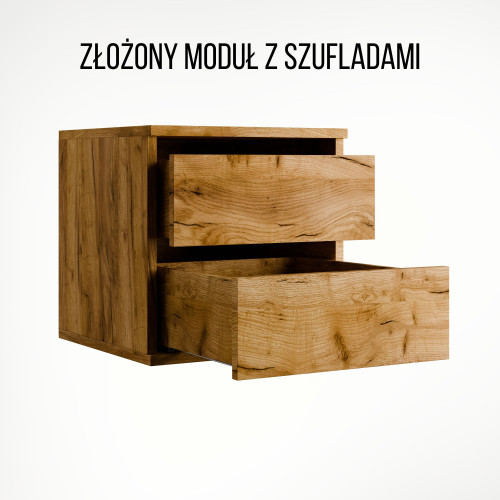 Szafa docinana na wymiar Dąb Craft 124–163 cm z drzwiami przesuwnymi i bokiem - 2x płyta dąb craft - profil satyna