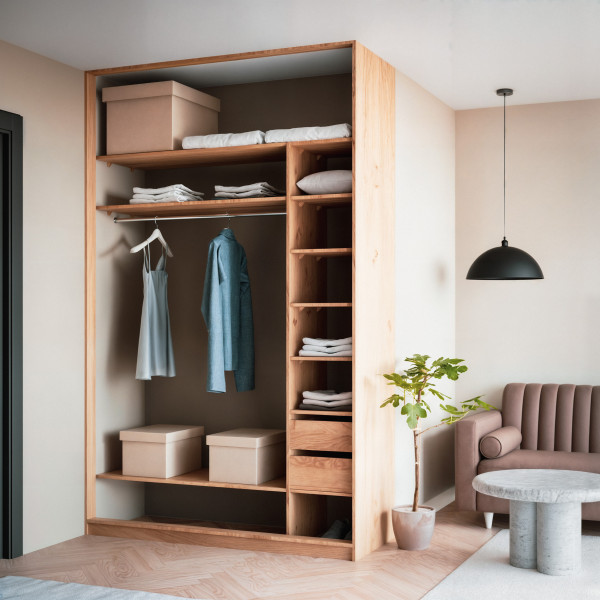 Szafa docinana na wymiar Dąb Craft 124–163 cm z drzwiami przesuwnymi i bokiem - 2x szkło grafitowe - profil czarny