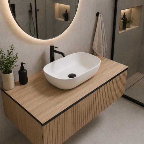 Blat łazienkowy HPL do szafki 45cm 45,5×49cm Dąb Castello (K358PW)