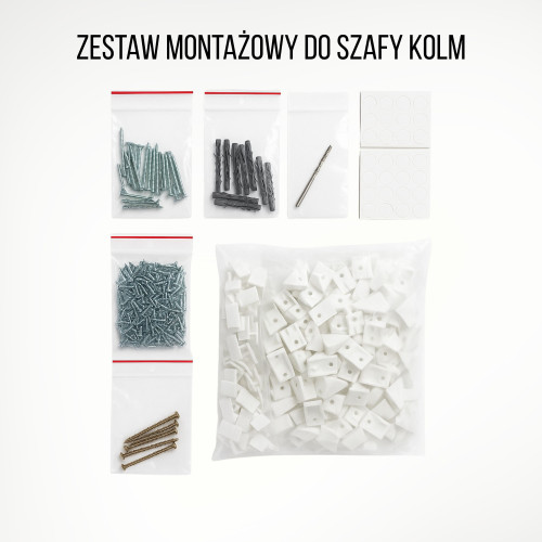 Szafa docinana na wymiar Biała 225–285 cm z drzwiami przesuwnymi i bokiem - 3x lustro - profil czarny