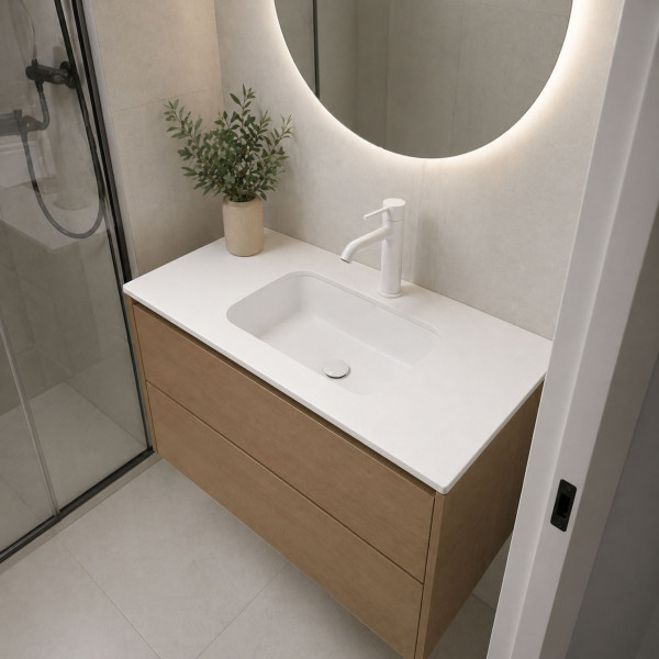 Blat łazienkowy HPL z otworami do szafki 60cm 60,5×40cm Snow White 8685SU