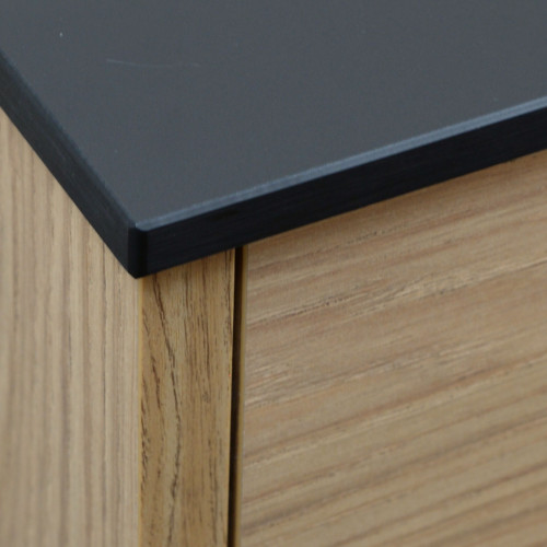 Blat łazienkowy HPL z otworami do szafki 120cm 121×46cm Black Mat 0190AF