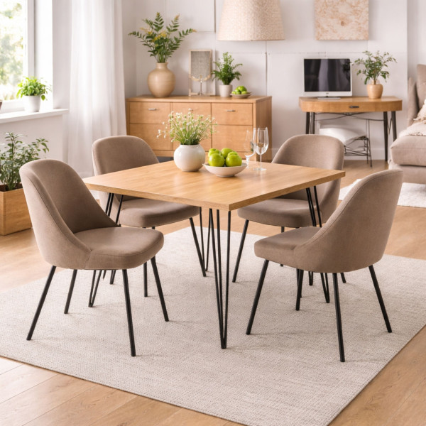 Stół HAIRPIN 90 x 90 cm do kuchni, salonu, jadalni Dąb Nagano