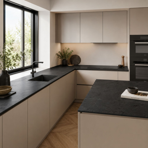 Blat kuchenny HPL 81x60cm Black (0190SL) wodoodporny 12mm
