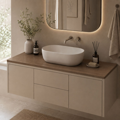 Blat łazienkowy laminowany do szafki 80cm 81×35,5cm Dąb Brązowy (K090PW)