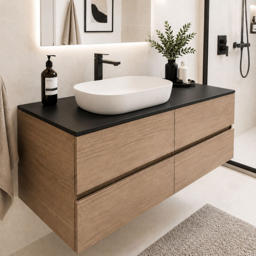 Blat łazienkowy laminowany do szafki 125cm 126×50cm Czarny (0190PE)
