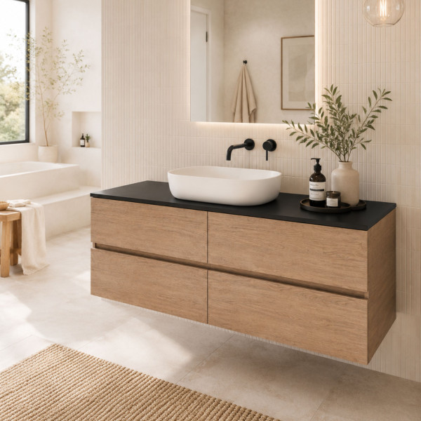 Blat łazienkowy laminowany do szafki 150cm 150,5×50cm Czarny (0190PE)