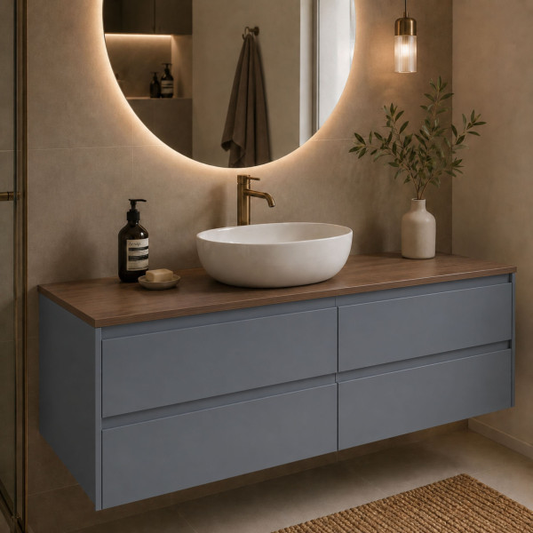 Blat łazienkowy laminowany do szafki 150cm 150,5×47cm Dąb Brązowy (K090PW)