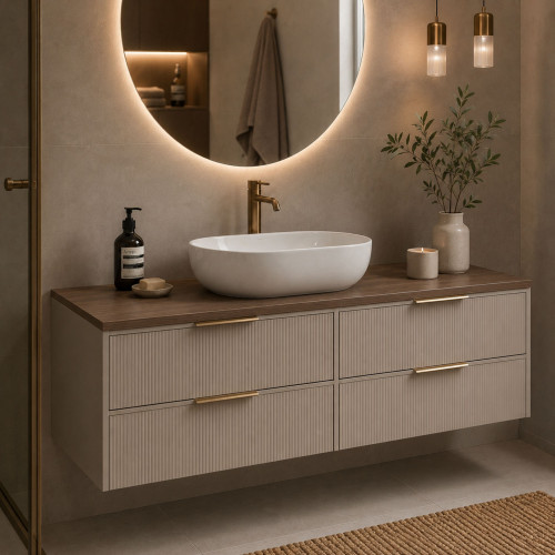 Blat łazienkowy laminowany do szafki 150cm 150,5×46cm Dąb Brązowy (K090PW)