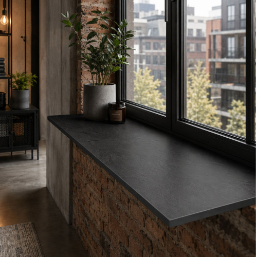 Parapet wewnętrzny HPL 12 mm Czarny (0190SL) 40x15 cm
