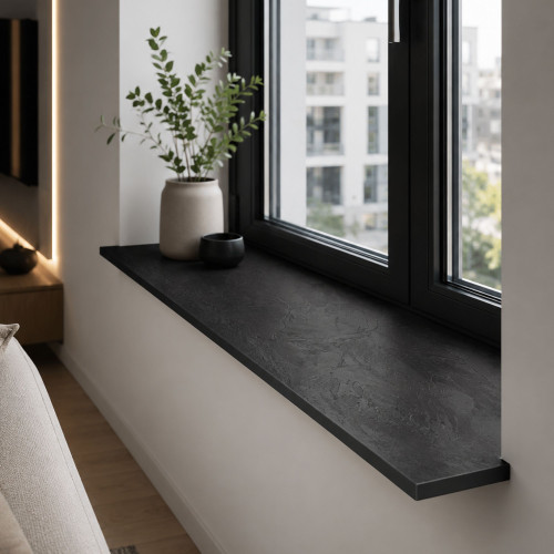 Parapet wewnętrzny HPL 12 mm Czarny (0190SL) 70x20 cm