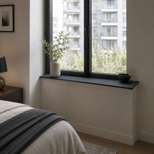 Parapet wewnętrzny HPL 12 mm Czarny Mat (0190AF) 250x35 cm