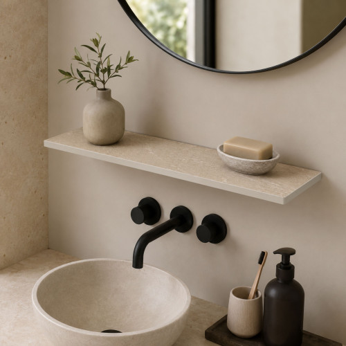 Półka łazienkowa wodoodporna HPL 12 mm Piaskowiec K749LV 45x12 cm